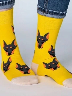 Носки «Типичный доберман», р-р 42-46, жёлтые