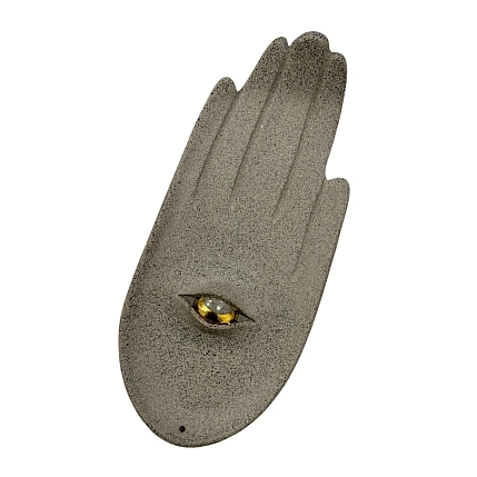 Подставка под благовония Ладан керамика ручной работы «Ладошка», серая, шамот, фото 1.