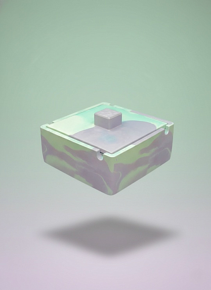 Пепельница с крышкой, розово-персиковый, фото 1.