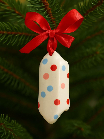 Ёлочная игрушка конфета «Конфетти» розово-голубая, белая керамика, фото 3.