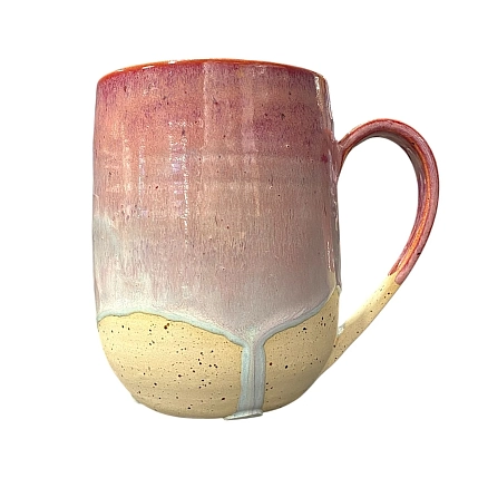 Кружка ручной работы, розовая, керамика, 600 мл, фото 2.