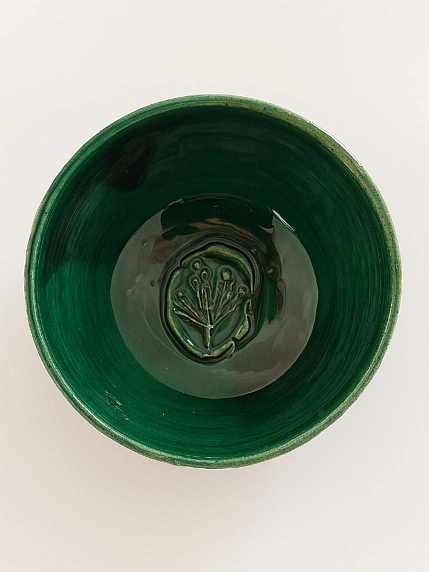 Пиала ручной работы, изумрудная, керамика, фото 3.
