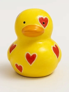 Керамическая фигурка Уточка с красными сердечками, 7 см
