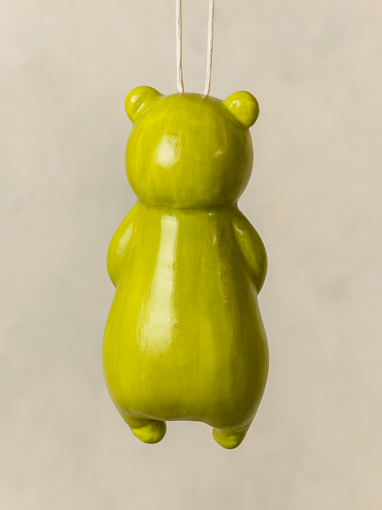 Ёлочная игрушка из фарфора «Малыш в костюме лягушонка», 10 см, салатовый, фото 2.