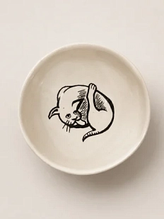 Пиала ручной работы Керумбия «Кот», белая, керамика