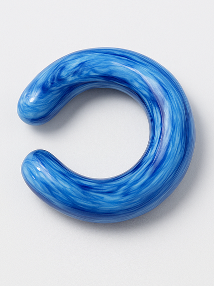 Кафф глянцевый, стекло, синий с разводами, фото 1.