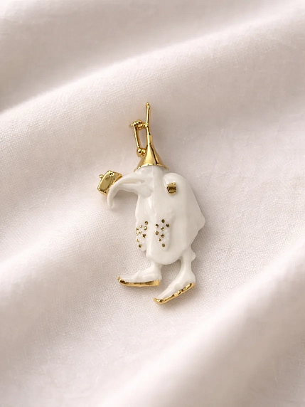 Брошь ручной работы Фарфор Булыгина «Босх», бело-золотистая, фото 3.