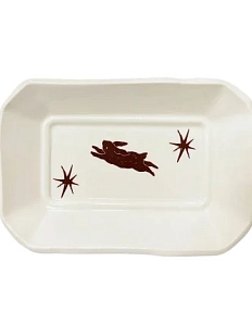 Блюдце ручной работы Домик на дереве «Кролик и звёзды», керамика, 14 см