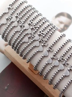 Браслет ручной работы с буквой R и сердцем, нержавеющая сталь