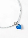 Колье ручной работы «Glass heart», синее, латунь, жемчуг, стекло, превью фото 1