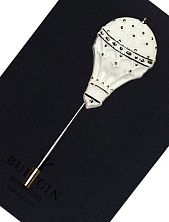 Брошь ручной работы Bulygin «Аэростат», бело-серебристая, фарфор