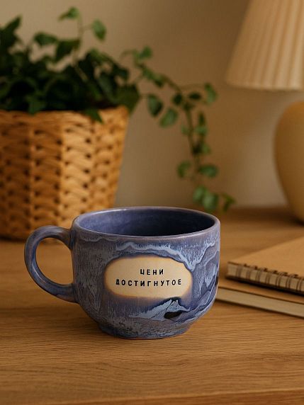 Кружка ручной работы NF ceramics «Цени достигнутое», сиреневая, керамика, 600 мл, фото 4.