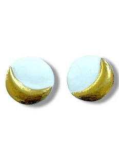 Серьги-гвоздики  ручной работы Месяц, фарфор