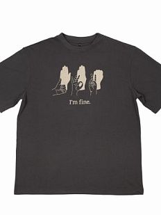 Оверсайз футболка Barking Store «I'm fine», 2XL муж., тёмно-серый