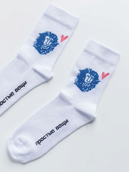 Носки «Лев», р-р 36-39, белые, фото 1.