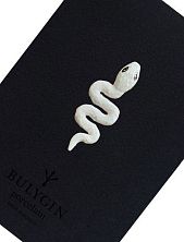 Брошь ручной работы Bulygin «Змея», бело-серебристая, фарфор