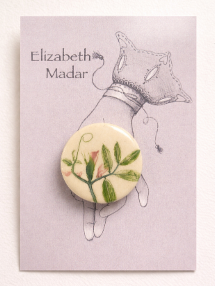 Брошь ручной работы Elizabeth Madar Оттиск трав, керамика, фото 2.