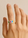 Кольцо Радость Рядом «Happy», полимерная глина, белое, превью фото 2