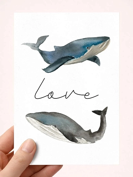 Открытка DARI DARI «Love» пара китов, А6, фото 1.