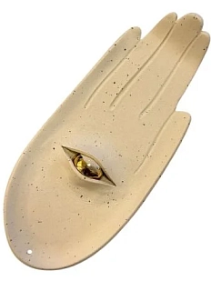 Подставка под благовония Ладан керамика ручной работы «Ладошка», бежевая, шамот