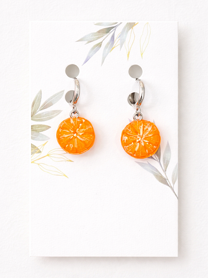 Серьги-конго «Мандарины», полимерная глина, фото 2.