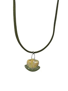 Чокер ручной работы Малёма «Тюльпан» на темно-зеленом замшевом шнурке, керамика