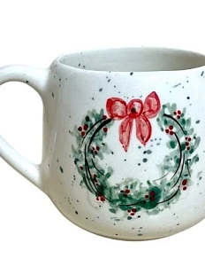 Кружка ручной работы Верба керамика «Новогодний венок», круглая, керамика, 250 мл