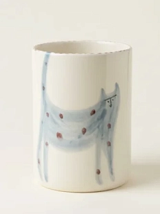 Стакан ручной работы Донышко-горлышко «Кот Краш Сизый», белый, керамика, 300 мл