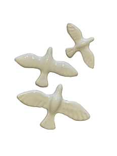 Набор брошей «Стайка белая»