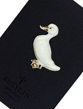 Брошь ручной работы Bulygin «Уточка», фарфор, бело-золотистая