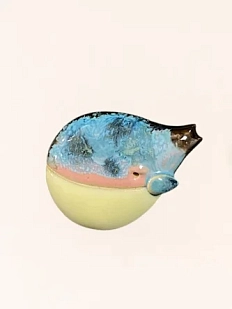 Брошь ручной работы Екатерина Юдо «Кит», синий, керамика