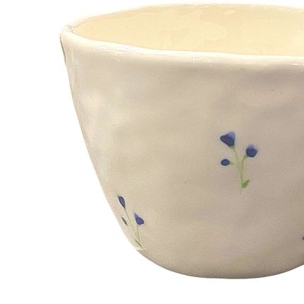 Чашка для чая ручной работы цветочкм синие, керамика, 250 мл, фото 2.