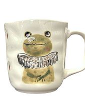 Кружка ручной работы Ким керамика с росписью Лягушка в сером жабо, фарфор, 350 мл