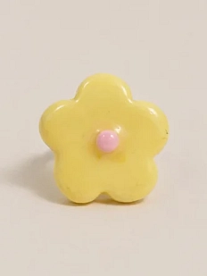 Кольцо ручной работы Радость Рядом «Жёлтый цветочек», белое, полимерная глина, незамкнутое