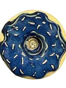 Подсвечник ручной работы «Пончик с тёмно-синей глазурью», керамика