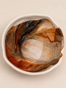 Глубокая тарелка ручной работы с разводами Кафель «Дюна», бело-коричневая, керамика, 700 мл