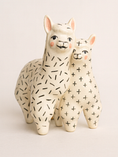 Статуэтка керамическая ручной работы «Ламы», белая