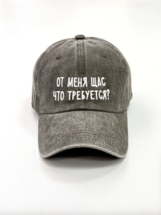 Кепка «От меня щас что требуется?», серо-коричневая