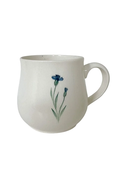 Кружка ручной работы Верба керамика груша «Веточка васильков», керамика, 350 мл, фото 1.