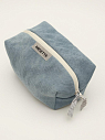 Джинсовая косметичка ручной работы с карманом Migette, размер S, голубая с полосатым подкладом, превью фото 1