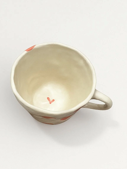 Чашка для чая ручной работы Круги розовая, керамика, 250 мл, фото 3.