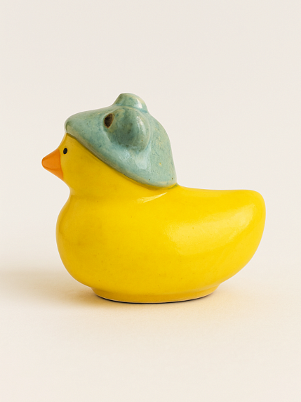 Керамическая фигурка Уточка в  зелёной шляпке, фото 2.