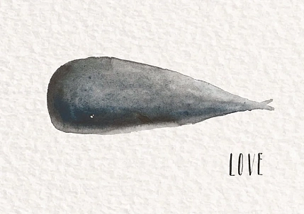 Открытка ЙЕТТИ «Love» кит, А6, белая, фото 1.
