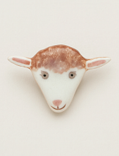 Брошь ручной работы Екатерина Юдо «Барашек», розовый, керамика