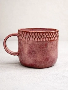 Кружка ручной работы Идеальное совпадение тёмно-розовая с узорами, керамика, 350 мл