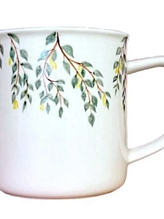 Кружка ручной работы Верба керамика с жёлтыми цветами, керамика, 400 мл