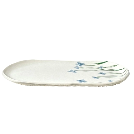 Блюдо Верба керамика ручной работы «Васильки», овальное, керамика, 20 см, фото 6.