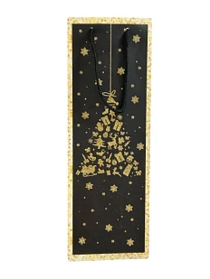 Пакет подарочный блестящий под бутылку «Ёлка»