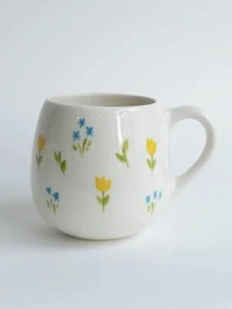 Кружка ручной работы РУКИ В ГЛИНЕ «Весенняя поляна», керамика, 250 мл, круглая