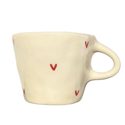 Чашка для чая ручной работы Сердечки, керамика, 250 мл, фото 1.